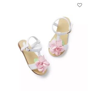 Janie and Jack White and Pink Floral Kids Sandals